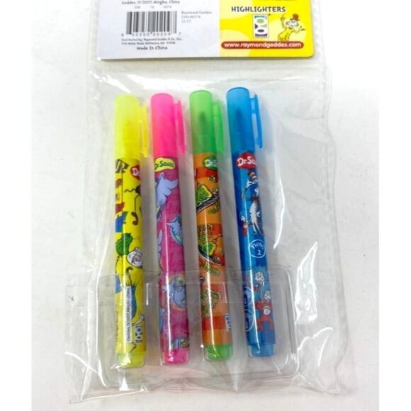 Dr. Seuss 4 Count Mini Highlighters School Supplies Paper Crafts - Picture 3 of 3